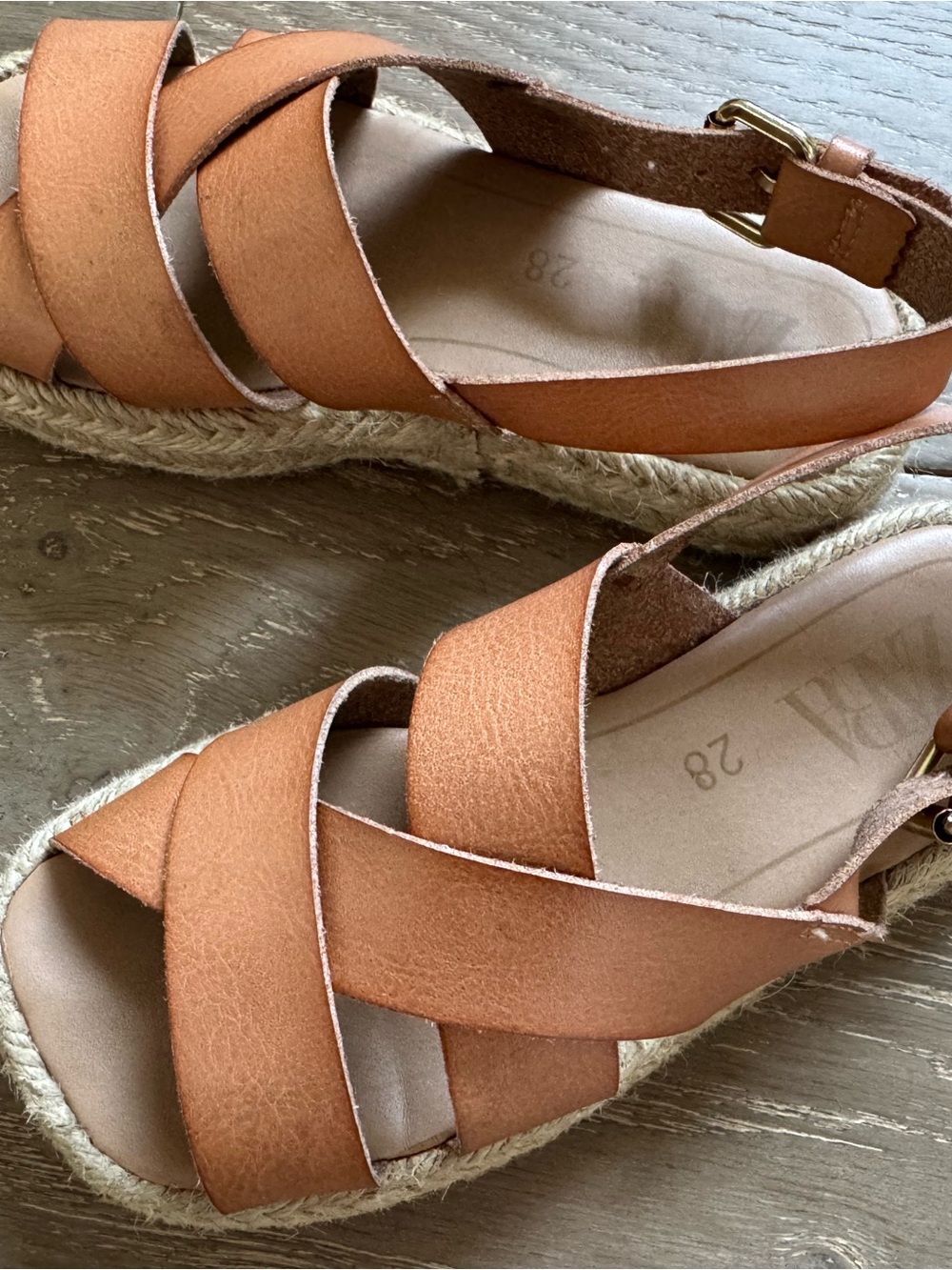 Zara Girls Tan Brown Espadrille Sandals
